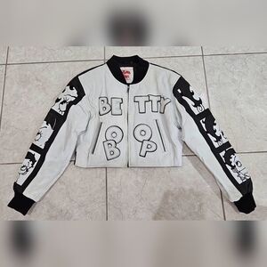 Betty Boop white leather crop top